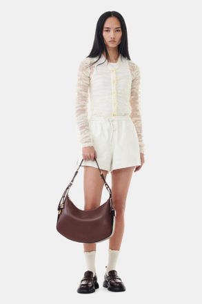 Ganni White Isoli Elasticated Shorts - Size XS Cotton