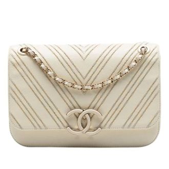 Chanel Pre-owned Classic Flap Crossbody Bag - Dames - Pre-owned - Beige - Maat: ONE Size Leer