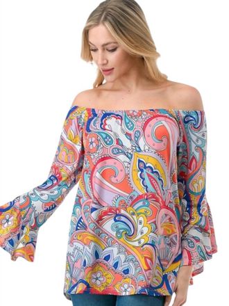 Vava Julia Off Shoulder Top In Summer Paisley
