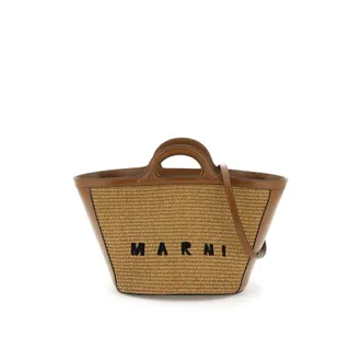 Marni Brown Leather Blend Tropical Bag