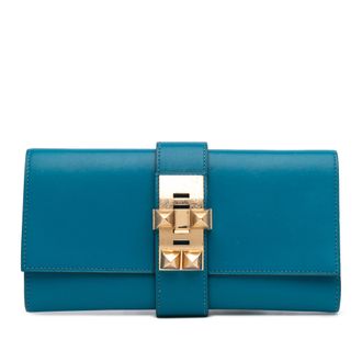 Herm&egrave;s Blue Izmir Tadelakt Medor Clutch 23