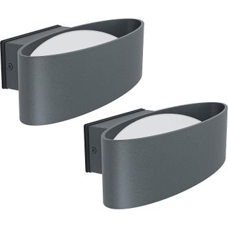 Loops 2 PACK IP44 Outdoor Wall Light Anthracite Aluminium & Steel 10W LED in Metallics