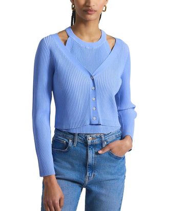 Derek Lam Lonnie Viscose Knit Layered Cashmere-Blend Cardigan