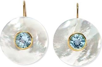 Lizzie Fortunato Taj Mother-of-Pearl Disc Drop Earrings in Blue/White at Nordstrom