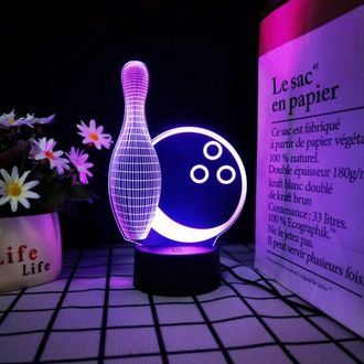 OEM L&aacute;mpara De Mesa T&aacute;ctil 3d Con Luz Nocturna Para Bolos - L&aacute;mpara De Noche Led Usb &Oacute;ptica De 7 Colores