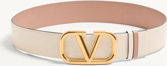 Valentino Garavani Cintura Reversibile VLogo Signature In Vitello Lucido 40 Mm Donna AVORIO 065