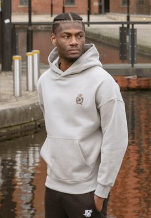 Siksilk Sudadera con capucha gris para hombre SikSilk XL