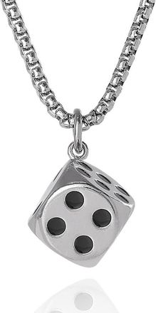 Lucky Brand Mens Dice Pendant Necklace, 22 Stainless Steel Box Chain in Silver at Nordstrom