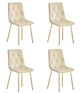OEM Silla Libra - Terciopelo Beige Claro / Patas Doradas X 4