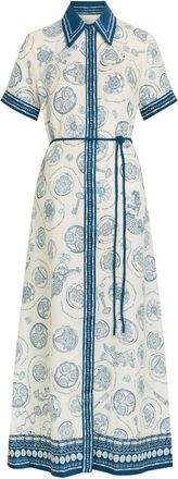 Alemais Alemais Lucky Printed Linen Midi Shirt Dress - Ivory - 16 (UK16 / XL)