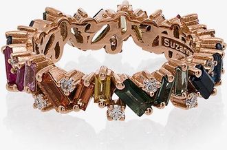 Suzanne Kalan 18K Rose Gold Rainbow Frenzy Ring - Womens - Diamond/Sapphire/18kt Rose Gold