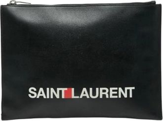 Saint Laurent Pre-owned Clutches, female, Black, Size: ONE SIZE Pre-owned Leather Pouch