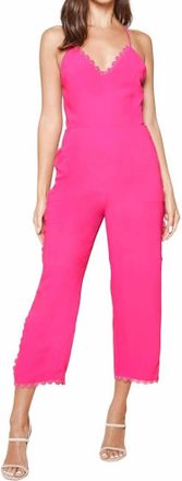 Sugarlips Perfectly Scallop Lace Trim Jumpsuit In Magenta
