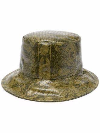 Alberta Ferretti python-print bucket hat - women - Calf Leather - S - Green