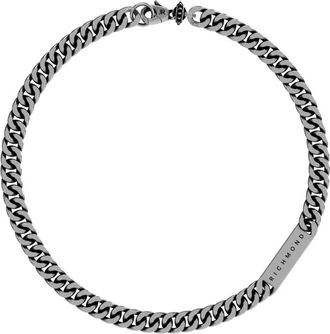 John Richmond Cubaanse ketting met logoplaat - Dames - Kettingen - Grijs - ONE Size - Accessoires