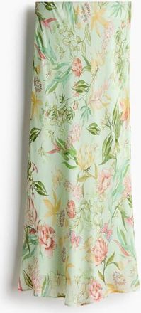 H&M Printed Viscose Skirt in Light Green/floral at Nordstrom, Size X-Large