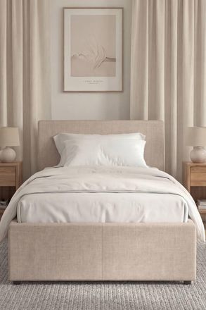 Home Discount Vida Designs Veronica Single Ottoman Storage Bed & Spring Mattress in Beige | Size: Single