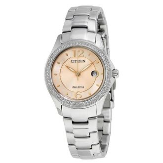 Citizen Silhouette Crystal Eco-Drive Pink Dial Diamond Ladies Watch FE1140-86X