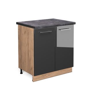 Vicco Armario Bajo Para Fregadero Fame-line, Antracita Alto Brillo, 80 Cm, Et Antracita Vicco