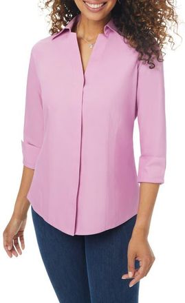 Foxcroft Taylor Fitted Non-Iron Shirt in Rose Frost at Nordstrom, Size 18