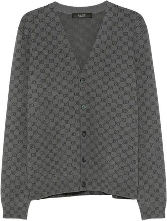 Gucci Truien & Vesten, Heren, Grijs, L, Wol, L/S Cardigan