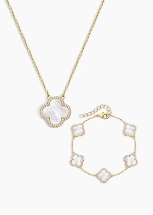 Electric Picks Icon White Clover Bracelet and Necklace - Set of 2 at Nordstrom