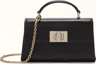 Furla 1927 Borsa Mini Nero Nero Pelle Stampata Donna