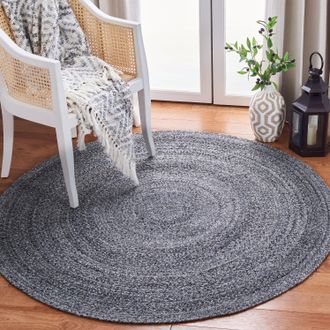 Safavieh Braided Flat Weave Area Rug, Charcoal Country Floral Style Easy Care