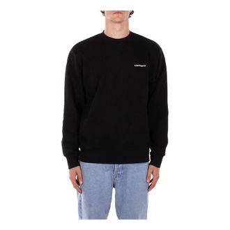 Carhartt Work in Progress Carhartt Wip, Sweatshirts, male, Black, Size: S Black Logo Sweater Cotton Blend