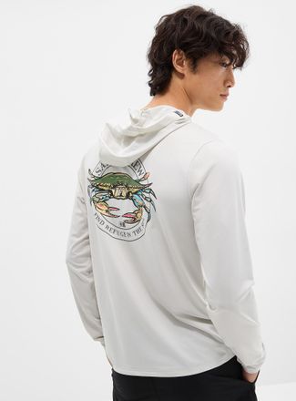 Salty Crew Mens Crab hooded rashguard Tee Shirt