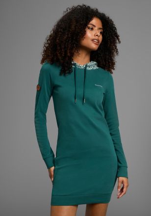 Kangaroos Sweatkleid KANGAROOS, Damen, Gr. 42, N-Gr, gr&uuml;n (dunkelgr&uuml;n), Interlock, Obermaterial: 100% Baumwolle, k&ouml;rpernah ca. Mitte Oberschenkel, angesetztes B