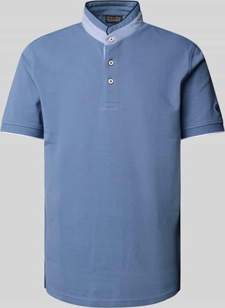 Christian Berg Regular Fit Poloshirt mit Stehkragen in Jeansblau, Gr&ouml;&szlig;e M