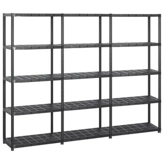 Berkfield Home Storage Shelf 5-Tier Black 213x38x170 cm Plastic | Size: 213 x 38 x 170 cm