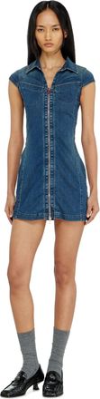 Diesel Denim shirt dress with full zip - Dresses - Woman - Blue