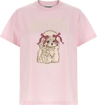 Ganni Pink Printed T-Shirt