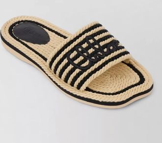Chlo&eacute; braided rope flat sole open toe slides