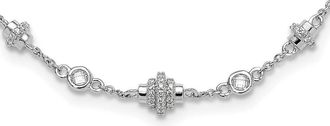 Diamond2Deal Sterling Silver Fancy Cubic Zirconia Necklace 16 with 2 Ext