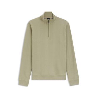 BOSS Cotton-blend zipper-neck sweatshirt with waffle structure