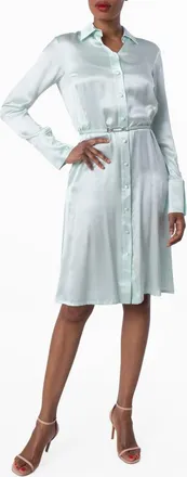 Bally Long-Sleeved Silk Shirt Dress, Brand Size 38 ( US Size 2 )