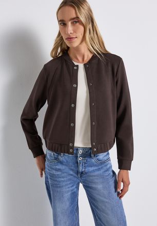 Street One Blouson STREET ONE, Damen, Gr. 46, deep roast braun, Web, Obermaterial: 46% Modal, 46% Polyester, 8% Elasthan, unifarben, l&auml;ssig geschnitten h&uuml;ftbedec