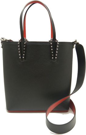 Christian Louboutin Black Red Color Leather Tote Bag (Pre-Owned)