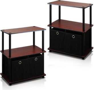 Furinno Go Green 3-Tier 2-Bins Multipurpose Storage Shelf, Set of Two