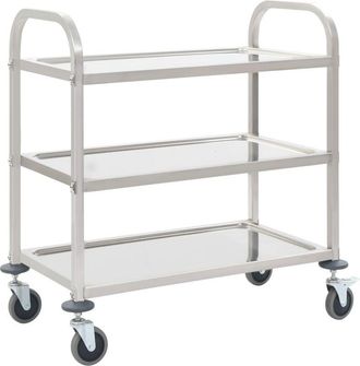 vidaXL Carrito de cocina de 3 alturas 95x45x83,5 cm acero inoxidable Vidaxl