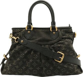 Louis Vuitton Noir Denim Canvas Shoulder Bag Tote Bag (Pre-Owned)