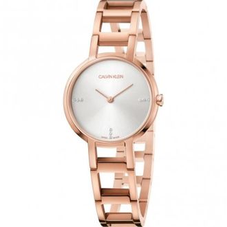 Calvin Klein Ros&eacute;gouden Quartz Horloge met met Stenen Bezette Wijzerplaat - Dames - Horloges - Roze - ONE Size - Accessoires