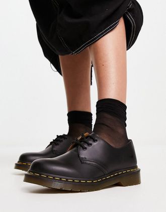 Dr. Martens 1461 3-eye gibson flat shoes in black