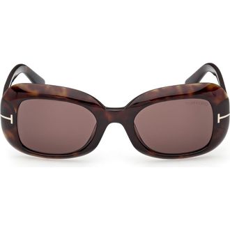 Tom Ford 51mm Rectangle Sunglasses in Dark Havana /Brown at Nordstrom Rack