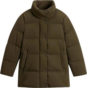 Woolrich Jassen, Dames, Groen, S, Leer, Madison Jas