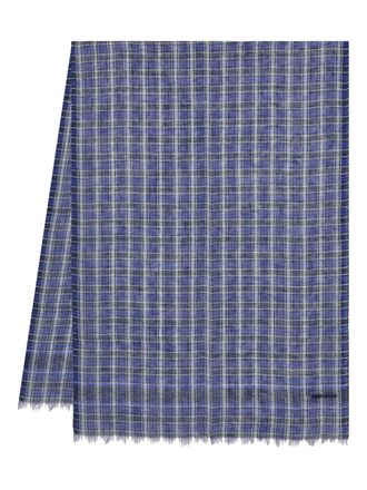 Ferragamo tartan scarf - men - Linen/Flax - One Size - Blue