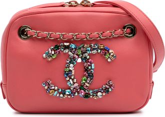Chanel Pre-owned Womens Embellished Crossbody Bag - Coral Leather - One Size